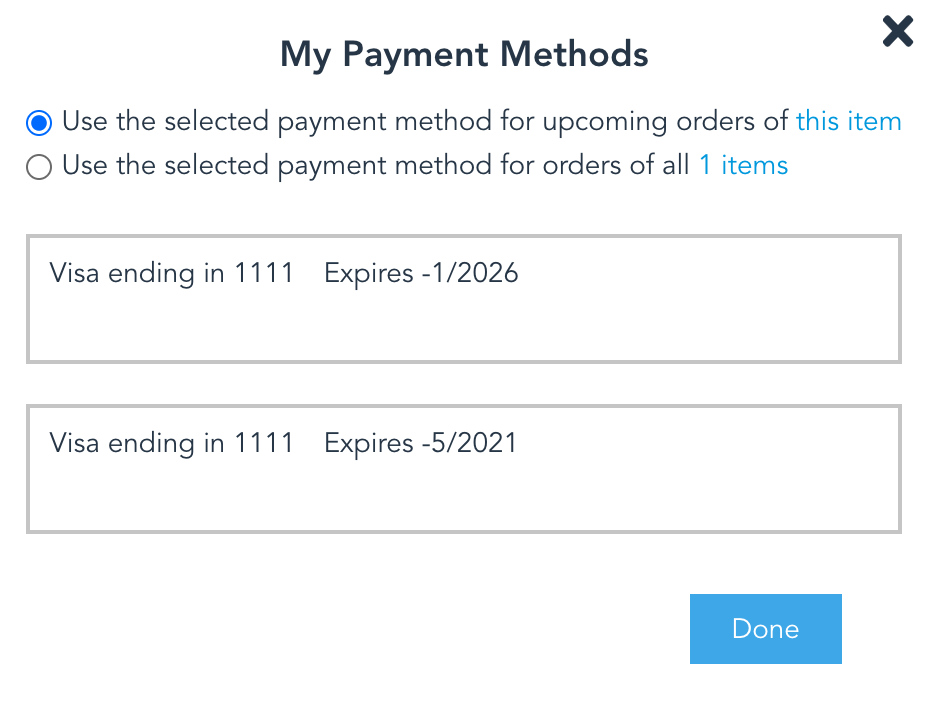 Widget Config Subscription Choose Payment Method Modal