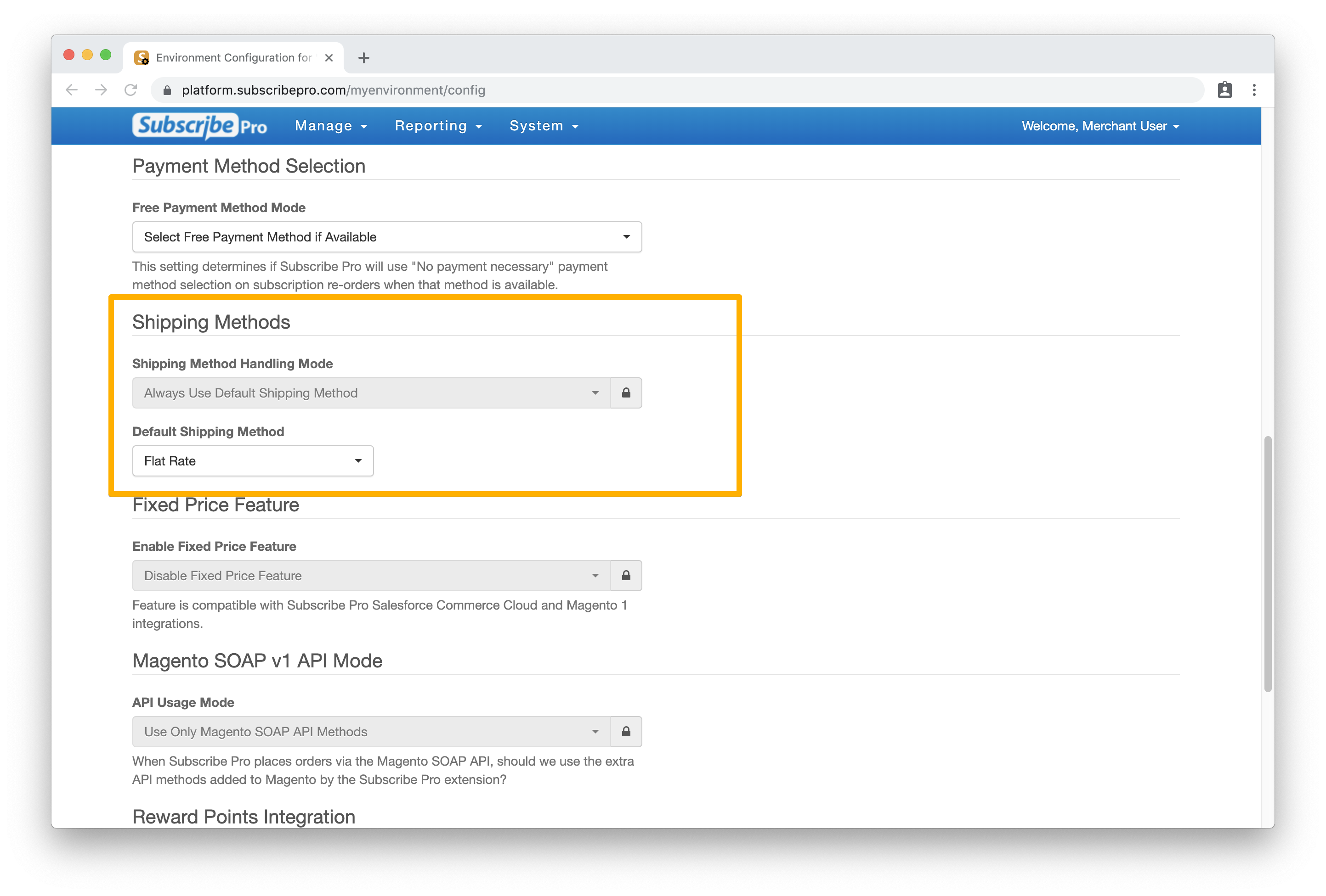 Shipping Mode Setting