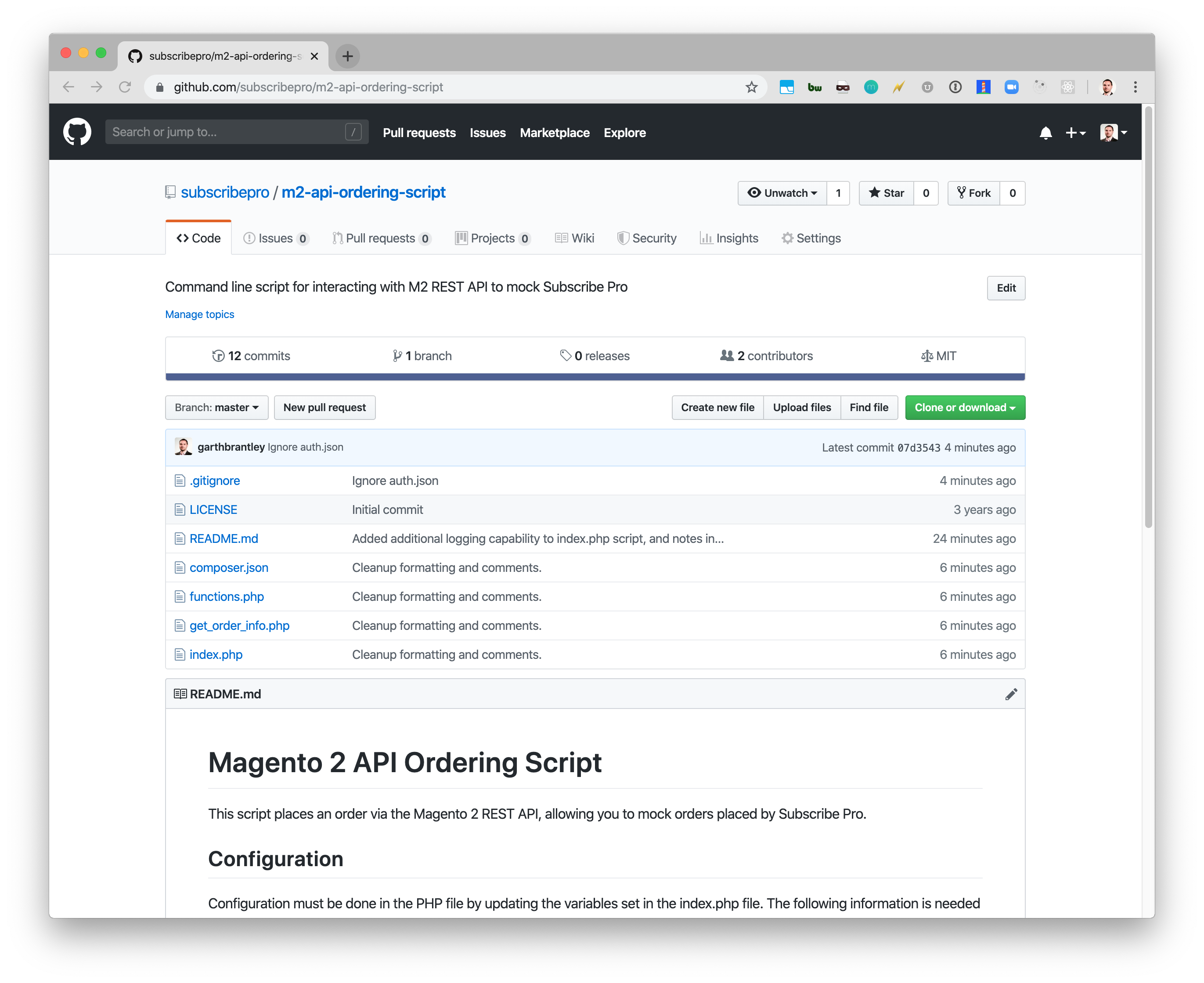 subscribepro/m2-api-ordering-script repo