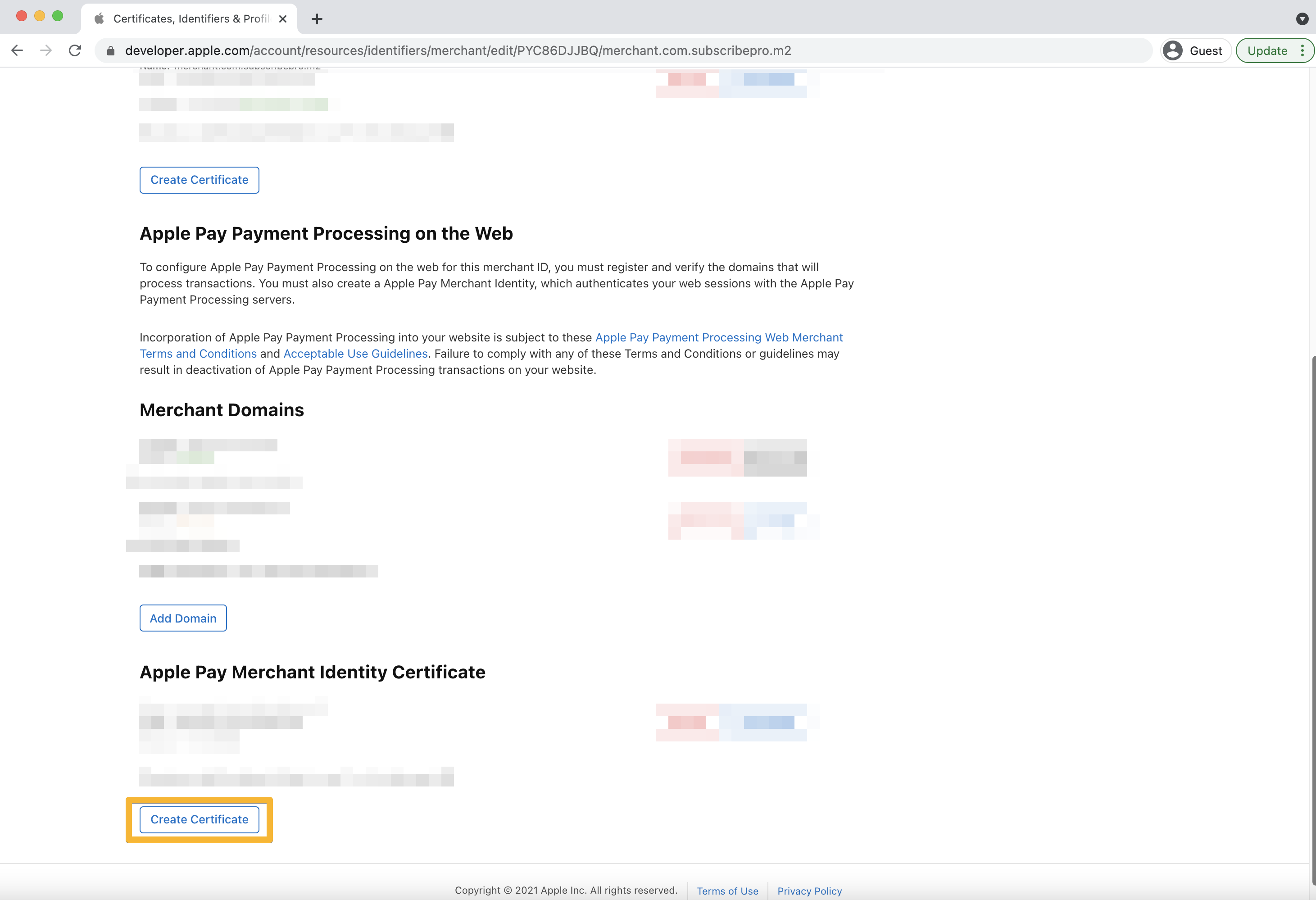 Apple Developer Create Merchant ID Certificate 1