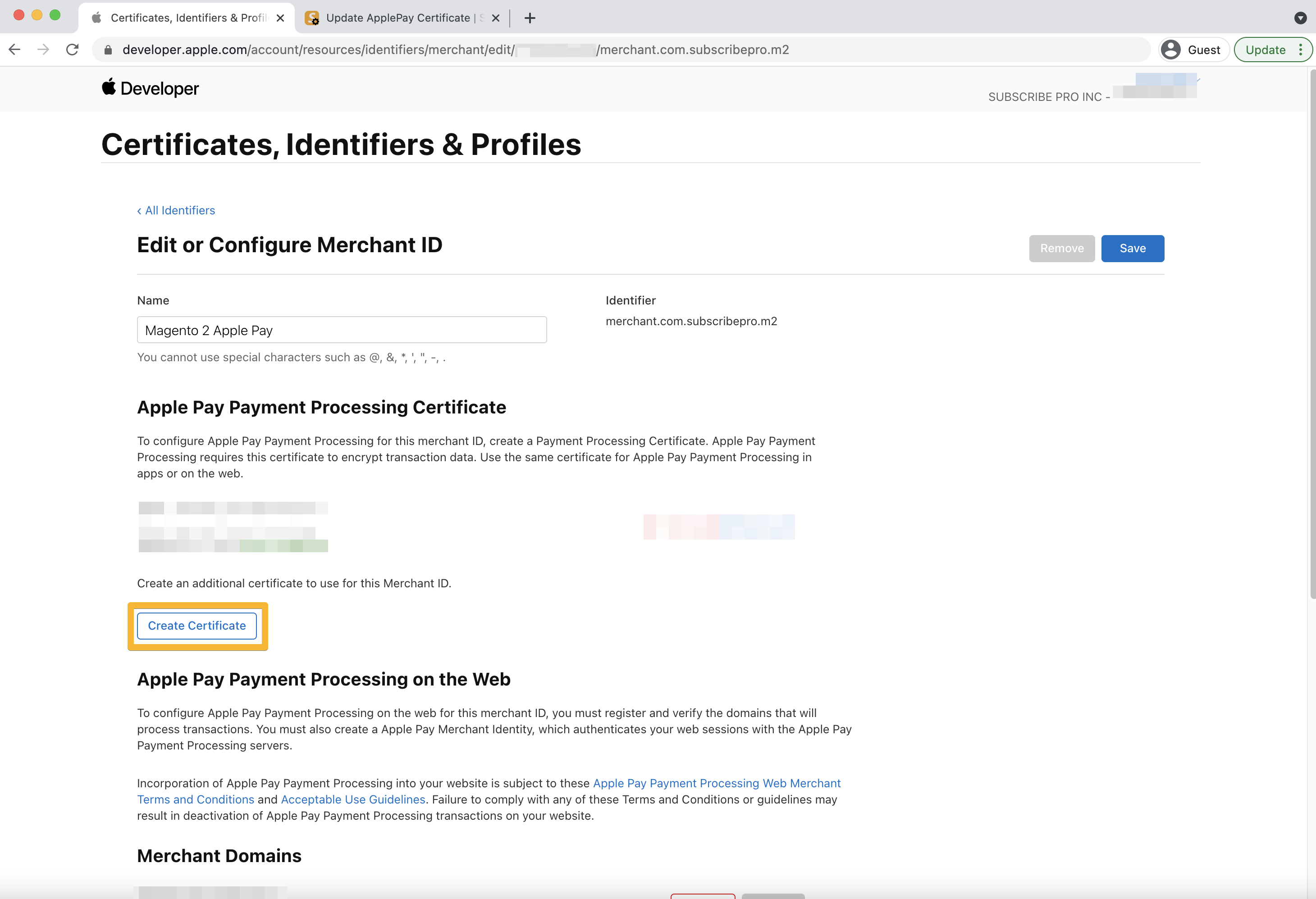 Apple Dev Create New Payment Processing Certificate