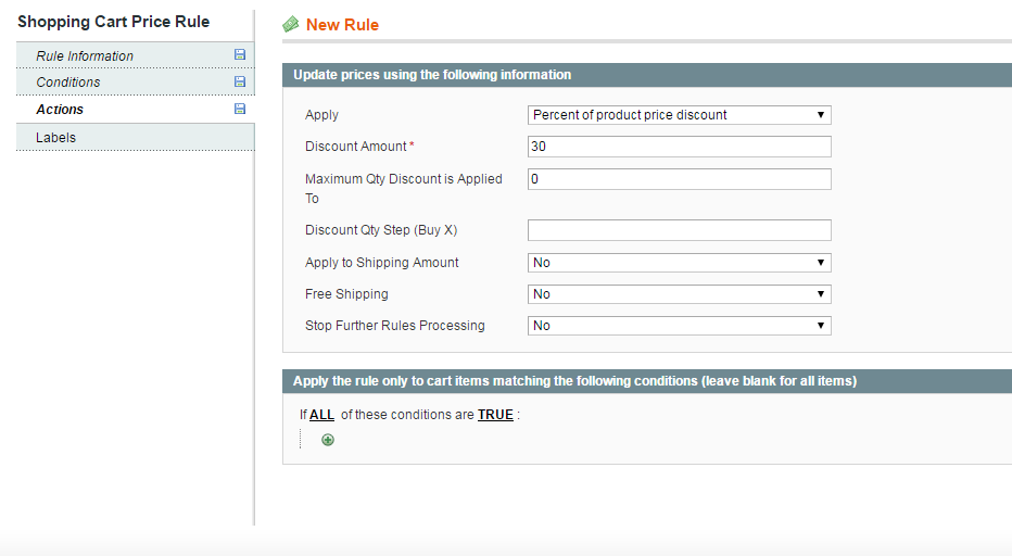 Rule Actions - 30% Discount