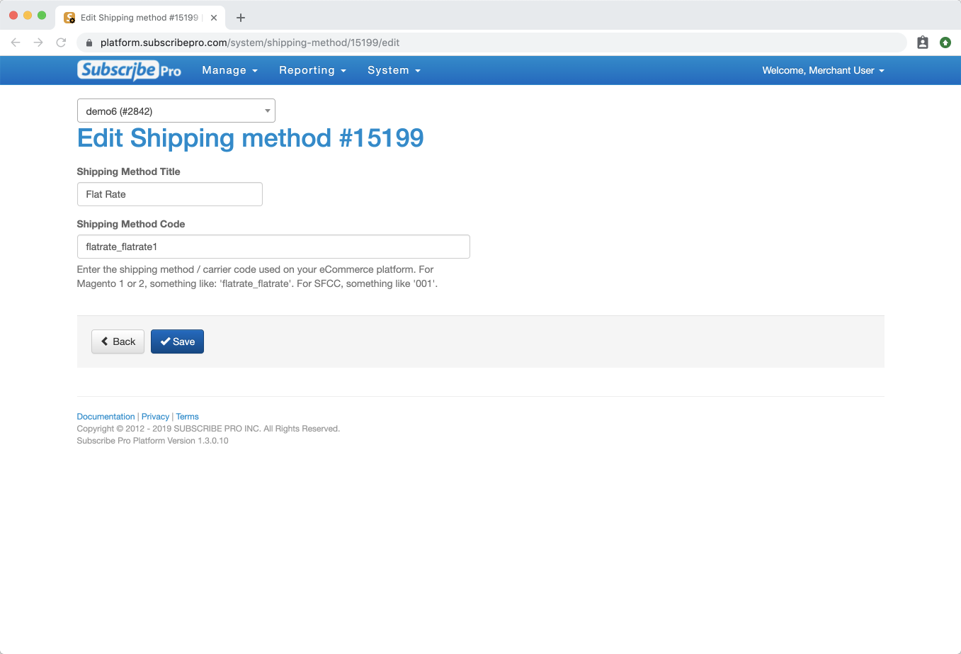 Edit a Shipping Method